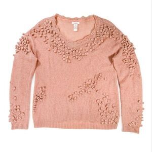 Sundance XL 3D Pom Pom Bobbles Winsome Ways Pullover Wool Mohair Blend Sweater